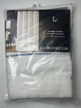 Lush Decor Ombre Stripe White Shower Curtain